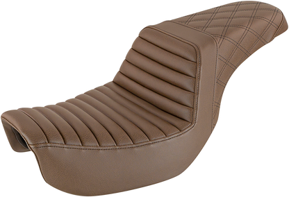 SADDLEMEN Step-Up Seat - Front Tuck-n-Roll/Rear Lattice Stitch - Brown 818-30-176BR