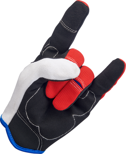 BILTWELL Moto Gloves - Red/White/Blue - Medium 1501-1208-003