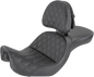 SADDLEMEN Explorer Seat - With Backrest - Lattice Stitched - Black - FXD 806-04-030LS