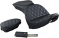 SADDLEMEN Explorer Seat - With Backrest - Lattice Stitched - Black - FLSTS 800-23-030LS