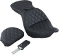 SADDLEMEN Explorer Seat - With Backrest - Lattice Stitched - Black - FXST 806-12-030LS