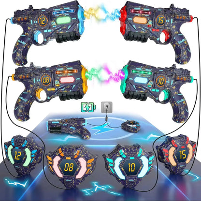 VATOS 4 Rechargeable Infrared Laser Tag Guns and Vest with Glowing Lights