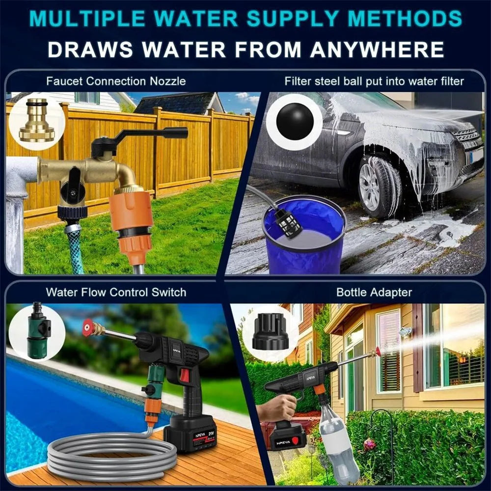 Cordless High Pressure Car Washer with Foam Generator for Home or Construction