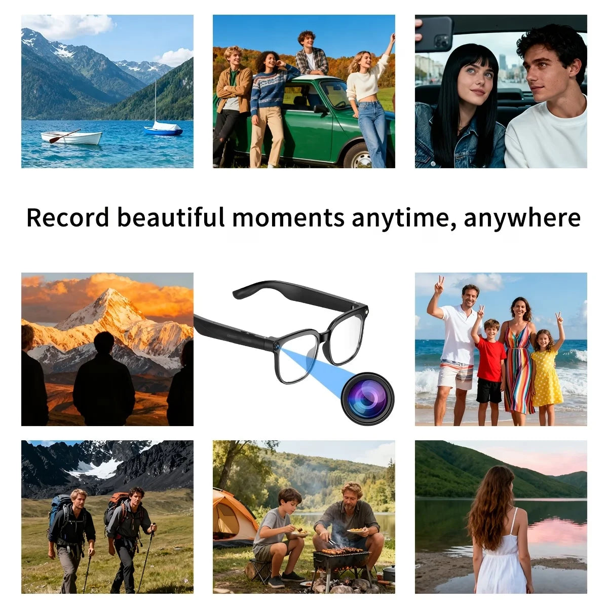 AI Smart Video Glasses, with 8-megapixel camera, supporting 4K HD video recording, wireless calling and music