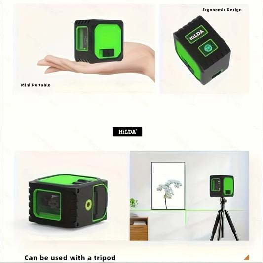 2-line Green Light Laser Level with Rechargeable Lithium Battery and Bracket