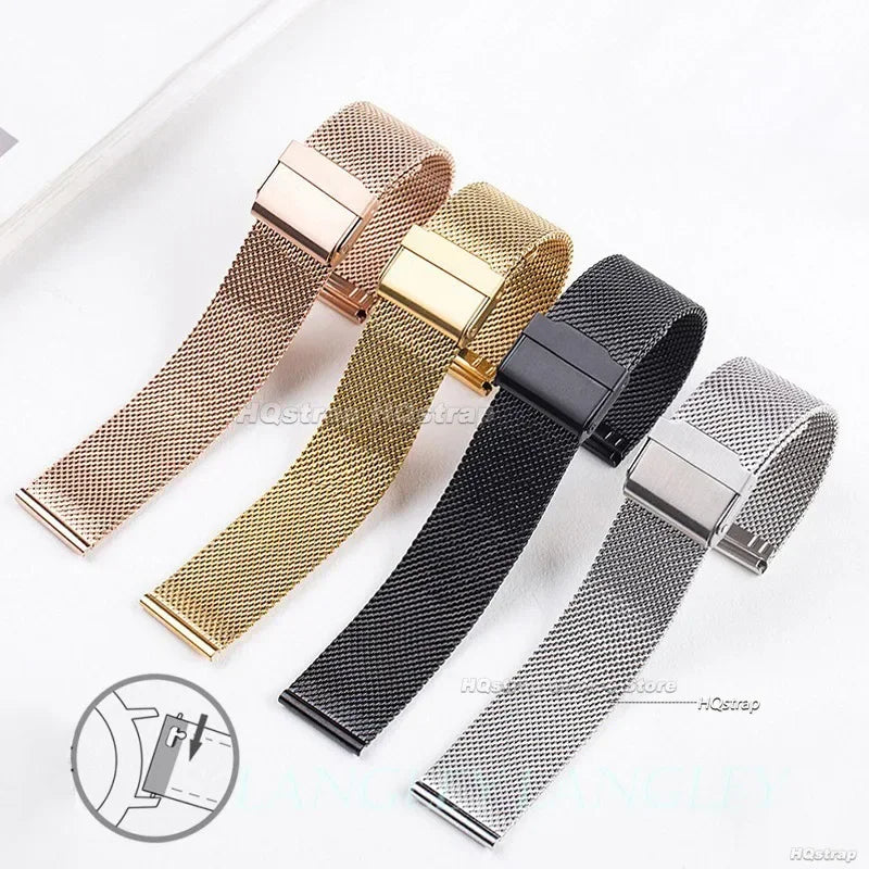 Quick Release Milanese Strap Universal Bracelet for DW  18mm - 24mm 0.6mesh Stainless Steel