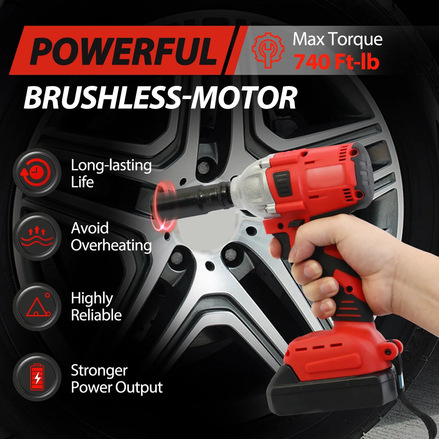 Cordless Electric Impact Wrench Set 1000 N.M