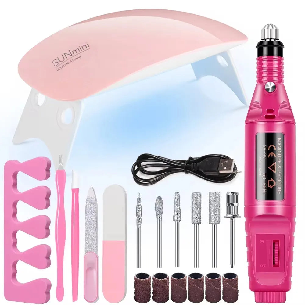 Professional Electric Nail Manicure Kit with UV Nail Dryer Lamp