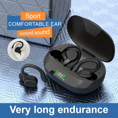 Wireless Earbuds with Microphone, Sports Ear Clip, and Led Display