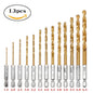 13/16Pcs HSS High Speed Steel Titanium Coated Drill Bit Set