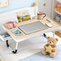 Laptop Bed Table with Foldable Legs & Cup Holder - Portable Lap Desk for Eating, Working, Writing on Bed, Sofa or Floor,