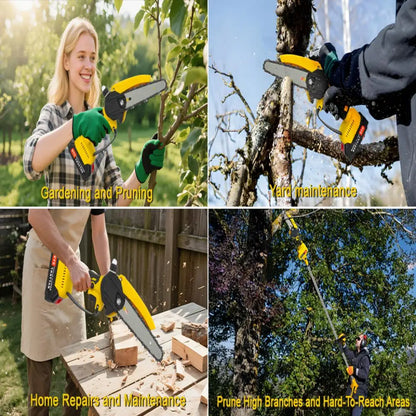 Cordless 2-in-1 Pole Saw And Mini Chainsaw 6-Inch for Trimming And Cutting