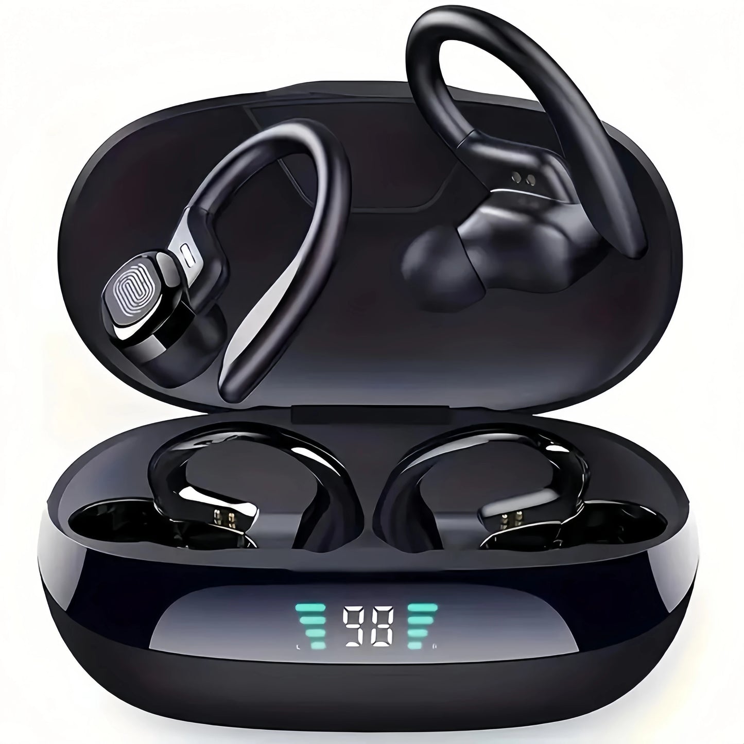 Wireless Earbuds with Microphone, Sports Ear Clip, and Led Display