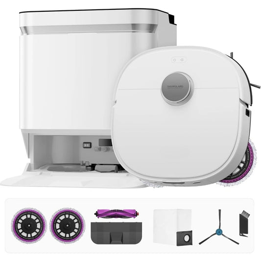 Robot Vacuum and Mop with Self Emptying Base with Anti Tangle AI Obstacle Avoidance