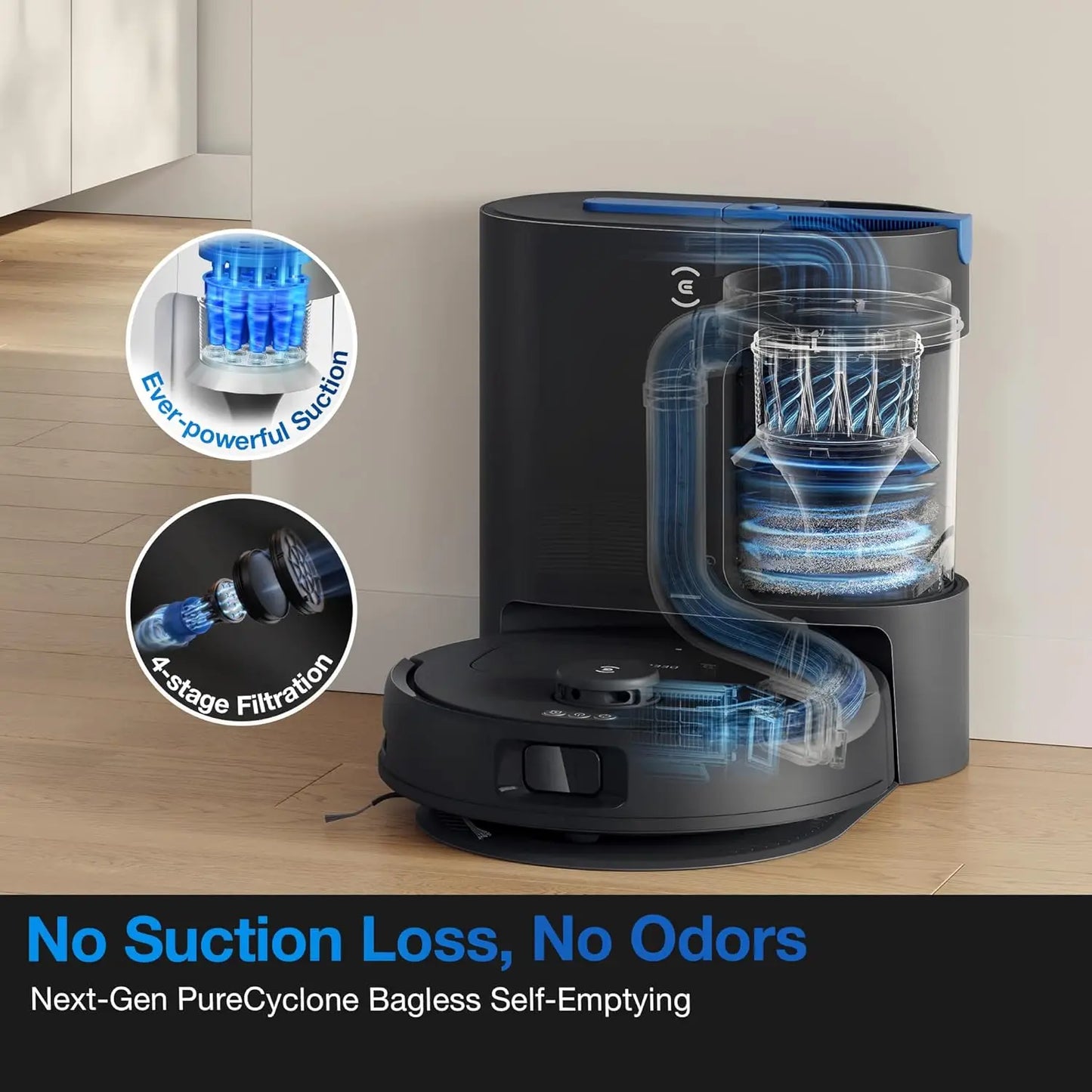 Self-Emptying Robot Vacuum and Mop, Tangle-Free for Pet Hair, Smart Mapping