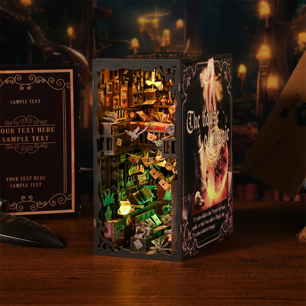 Book Nook Kit Magic House DIY Wooden Puzzle Bookshelf Home Decoration Gifts