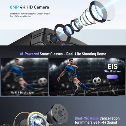 AI Smart Video Glasses with Camera and Photo Capabilities
