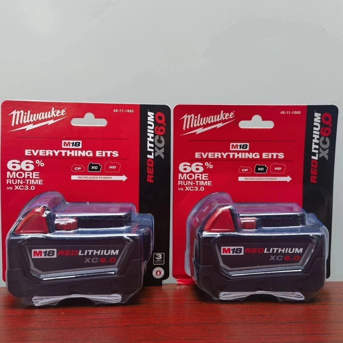 100% original 2 PCS 18V Milwaukee brand Batteries M18 XC18 48-11-1860