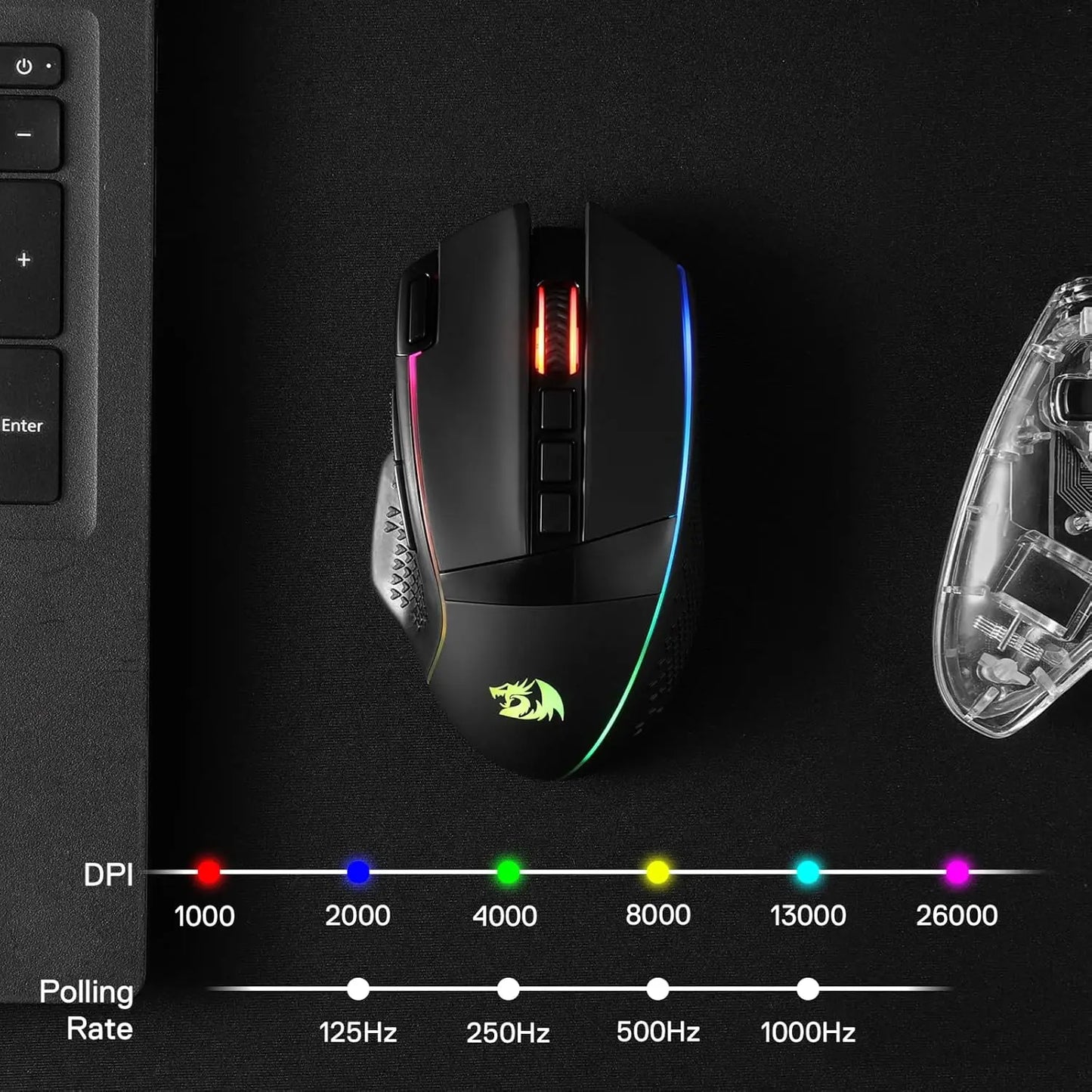 M991 Wireless Gaming Mouse with 9 Macro Buttons RGB Backlight Mice,
