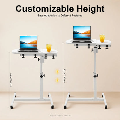 Laptop Desk Stand 360° Adjustable Tilting Overbed Table with Wheels Mobile Laptop Table Foldable Rolling Bedside Desk 60*40cm