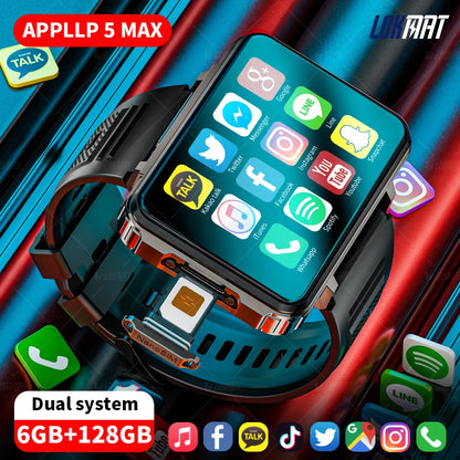 APPLLP 5 MAX Android Watch Phone Square Big Screen 4G Calls Smartwatches Dual Camera with Flashlight Gaming Watch