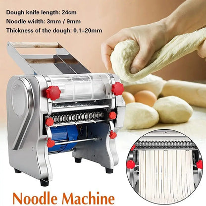 Electric Pasta Maker, Dumpling Skin Roller, Full Stainless Steel Dual Knife Noodle Maker