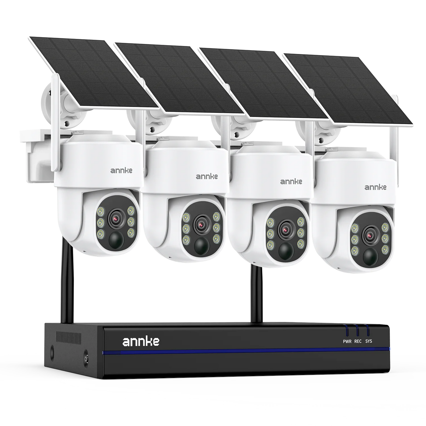 4MP Wireless PT Solar Security Camera System 16CH NVR 2.4G&5.8G dual-band Built-in Battery