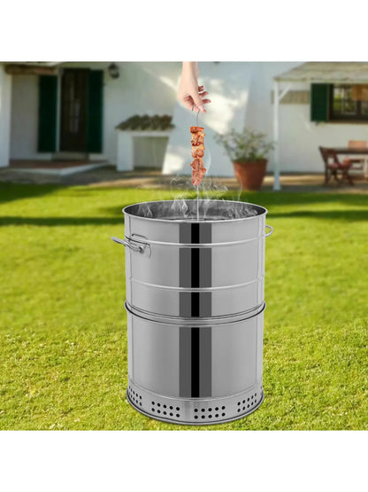 Large Stainless Steel Portable Smokeless Barbecue Charcoal Barrel Grill