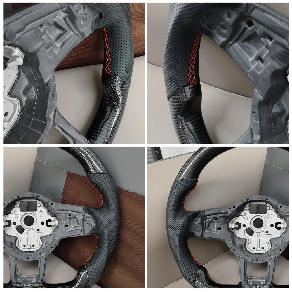Volkswagen Golf GTI GTE GLI Tiguan 2013-2019 Perforated Leather Carbon Modify Design Steering Wheel