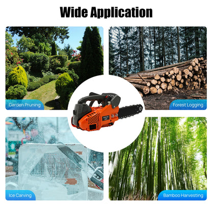 9000 RPM Gasoline Chainsaw,  25.4cc 2-Stroke Engine
