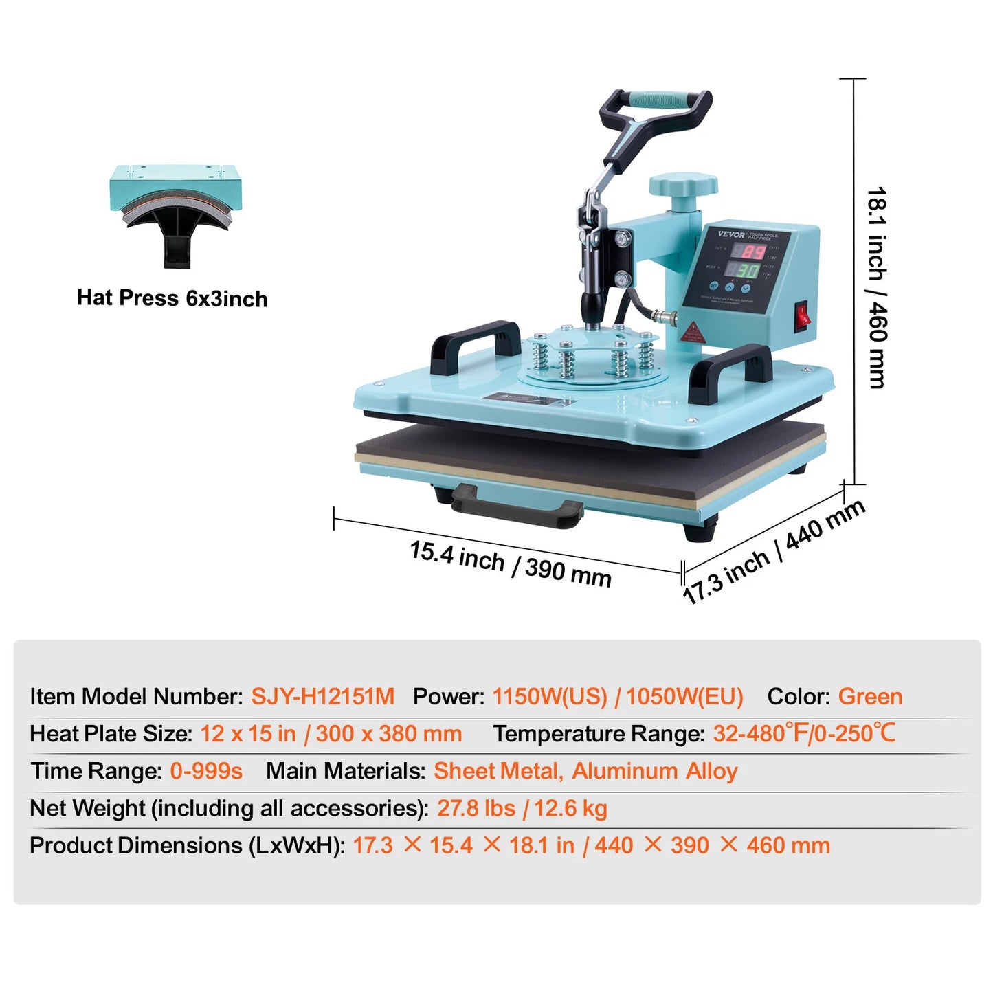 8 in 1 Heat Press/Transfer Machine for T-Shirts/Mugs/Hats/Plates Pink