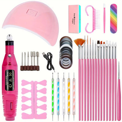 Professional Electric Nail Manicure Kit with UV Nail Dryer Lamp