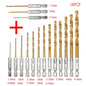 13/16Pcs HSS High Speed Steel Titanium Coated Drill Bit Set