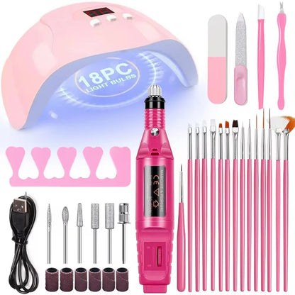 Professional Electric Nail Manicure Kit with UV Nail Dryer Lamp