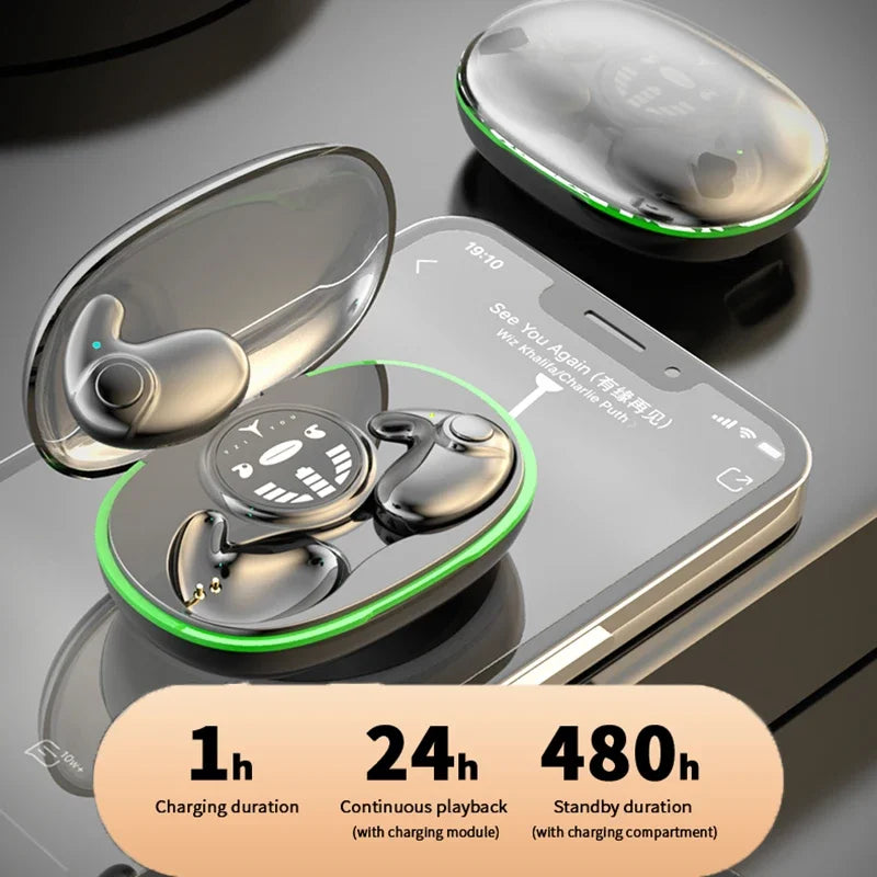 Invisible Sleep Bluetooth IPX5 Waterproof Earbuds Touch Control Headsets