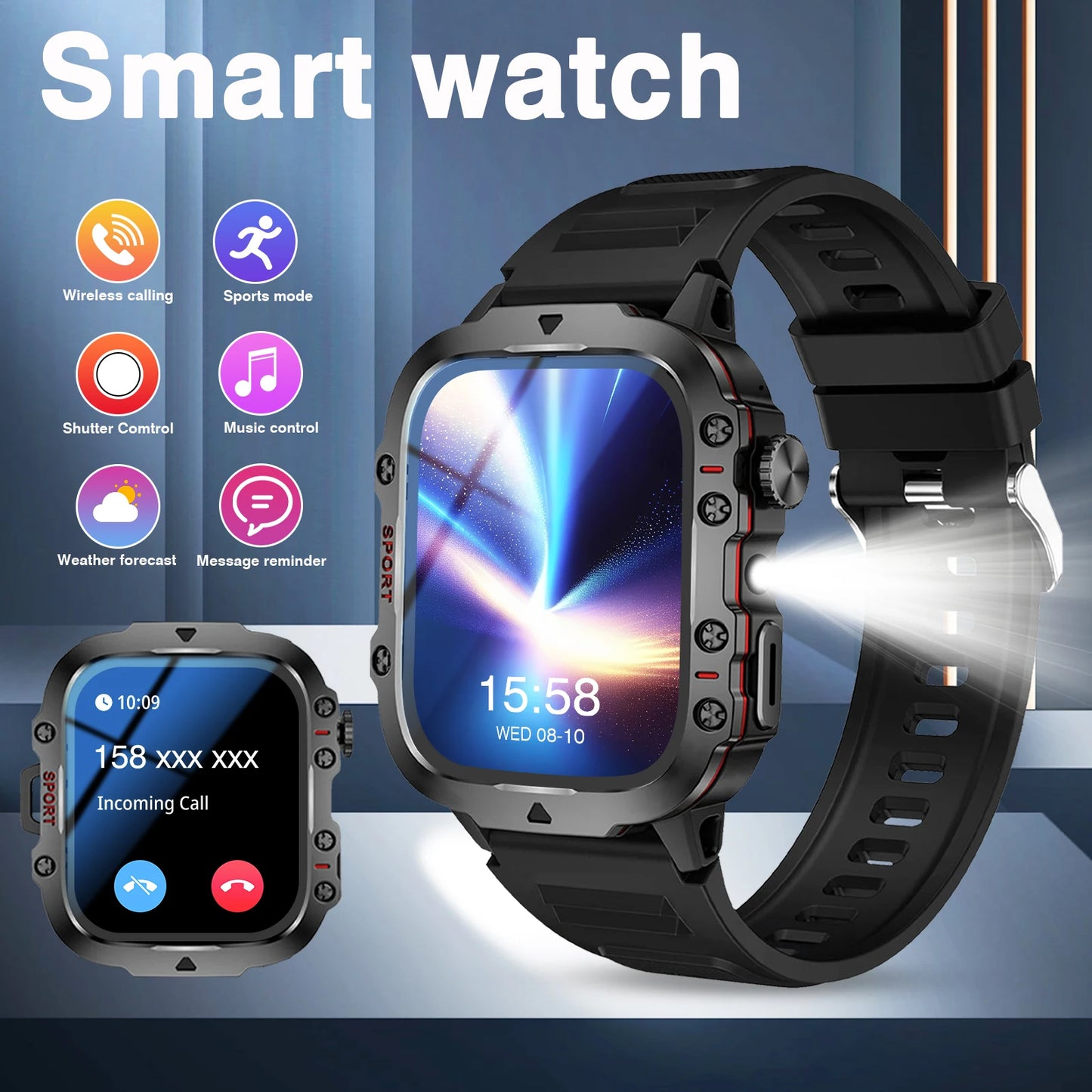 2025 Men's Smart Watch with Wireless Calling, and Dual Straps (Stainless Steel+Silicone),