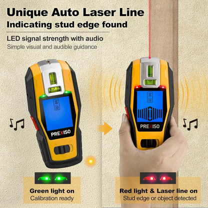 Rechargeable 2-in-1 Stud Finder with Laser Level for Wall, Wood, Metal & Wire Detection
