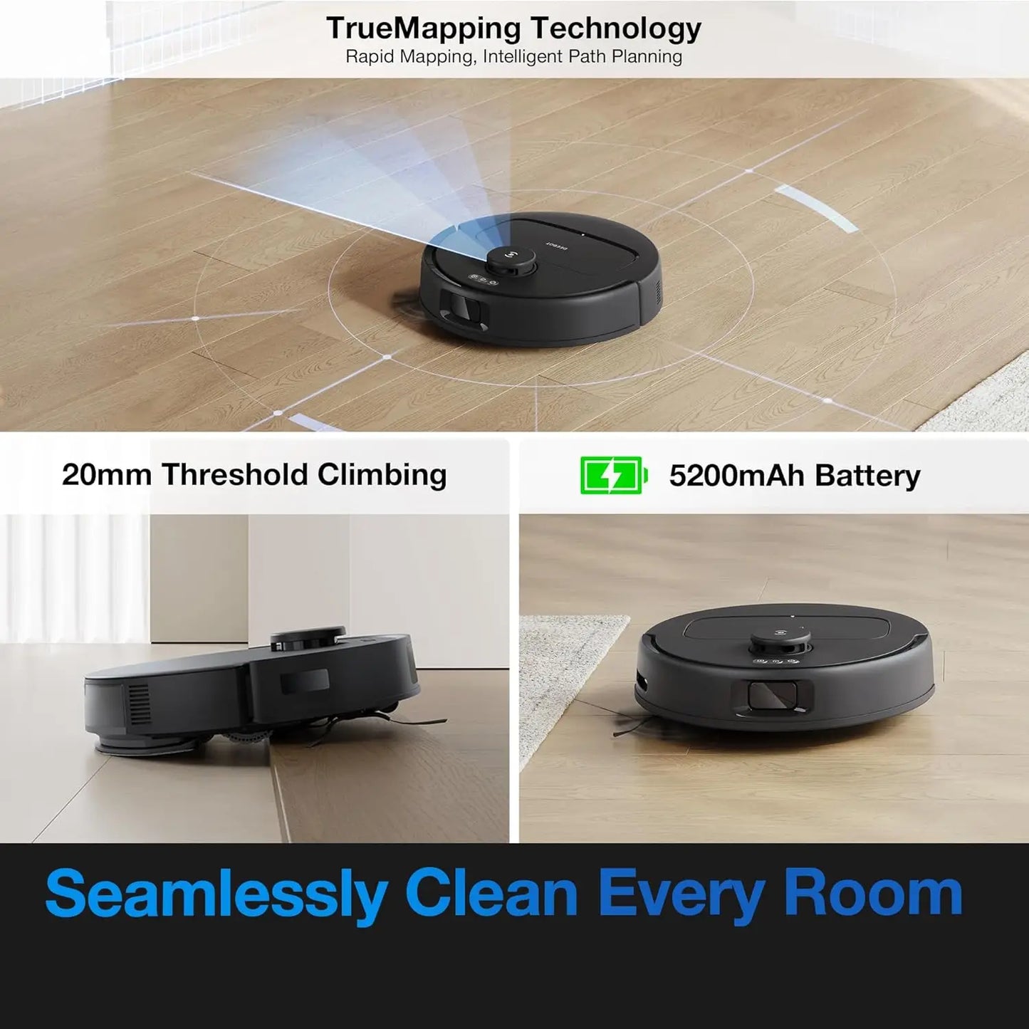 Self-Emptying Robot Vacuum and Mop, Tangle-Free for Pet Hair, Smart Mapping