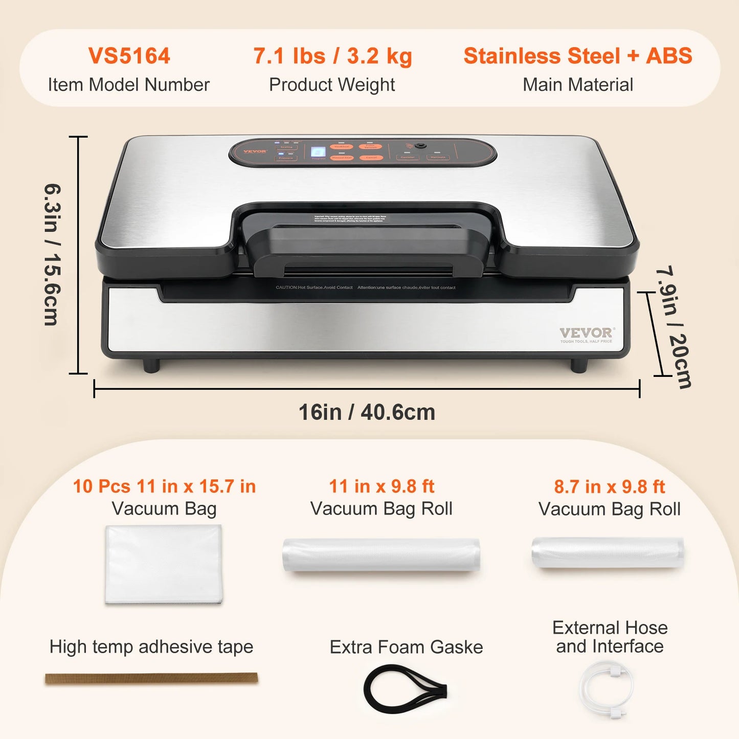 Vacuum Sealer Machine, Multifunction Automatic Food Packaging with Bag Roll Storage