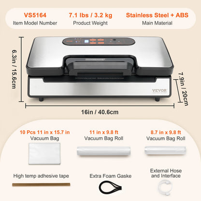 Vacuum Sealer Machine, Multifunction Automatic Food Packaging with Bag Roll Storage