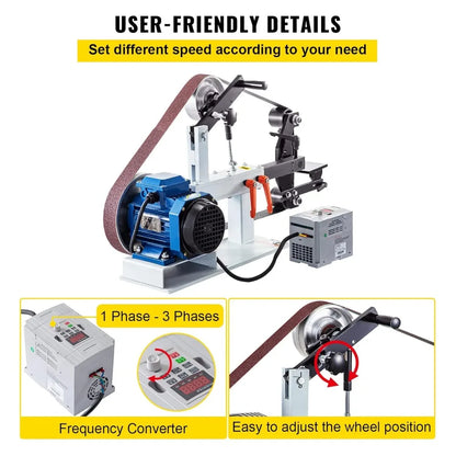 2HP Variable Speed Belt Sander Grinder, & Flat Platen for Knife Making