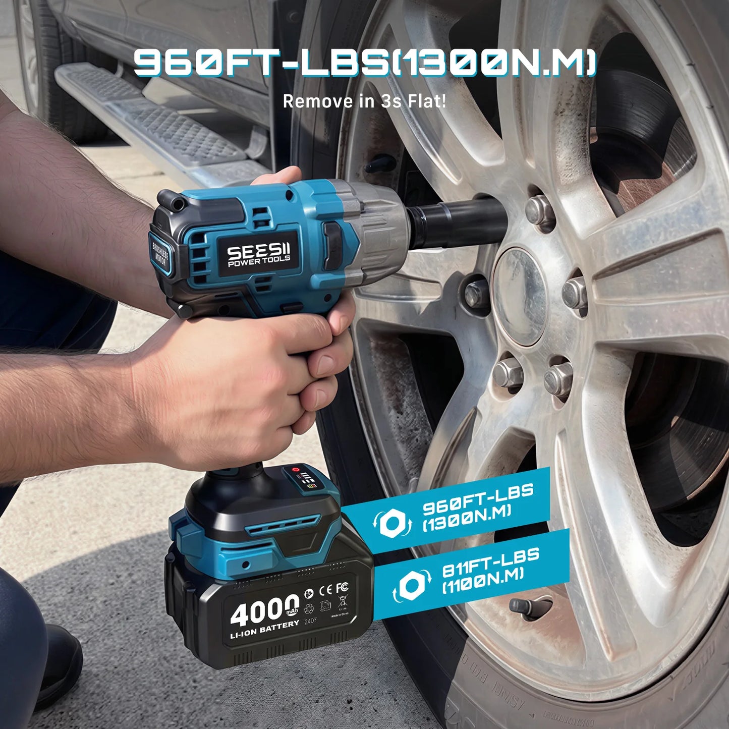 1300N.m Cordless Brushless Impact Driver For Car Home DIY