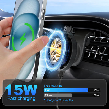 15W Wireless Magnetic Car Chargers/Fast Charging Docking Station 360 Degree