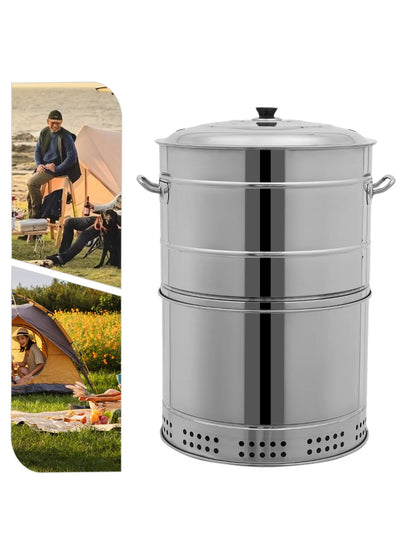 Large Stainless Steel Portable Smokeless Barbecue Charcoal Barrel Grill