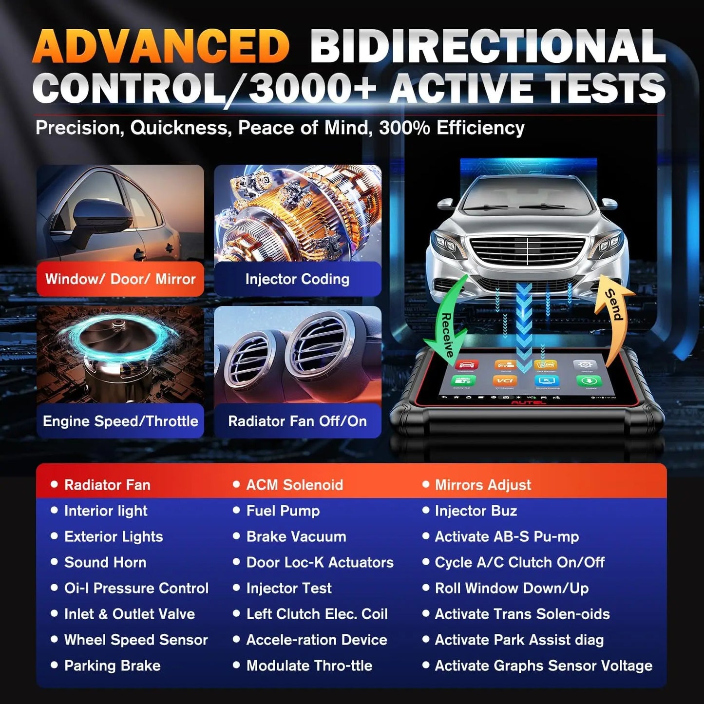 MK900BT MK900-BT Car Bi-directional Diagnostic Tools 40+ Services