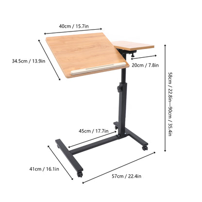 Adjustable 360 Rotating Desk/Tabletop Mobile Stand, Home Office Tray, Rolling Study Table, Computer Workstation