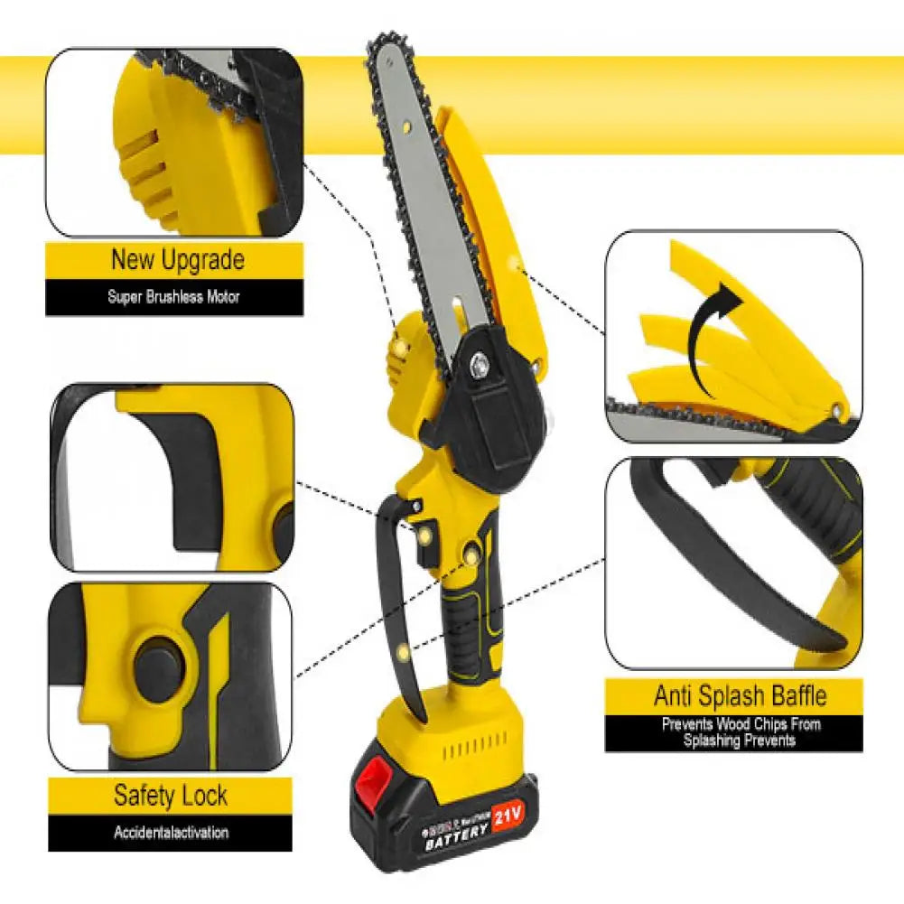 Cordless 2-in-1 Pole Saw And Mini Chainsaw 6-Inch for Trimming And Cutting