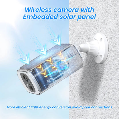 Night Vision Security Cameras Set 2.4G Wireless WIFI Camera Solar Power Built-in Battery Night Vision