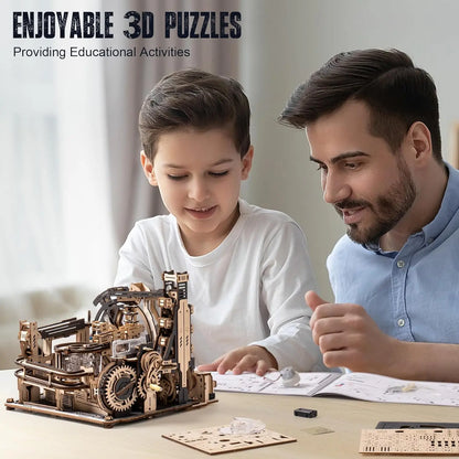 Marble Spaceport 3D Wooden Puzzle Motor driven Mechanical Model Kits for Kids Adults