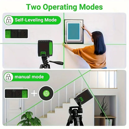 2-line Green Light Laser Level with Rechargeable Lithium Battery and Bracket